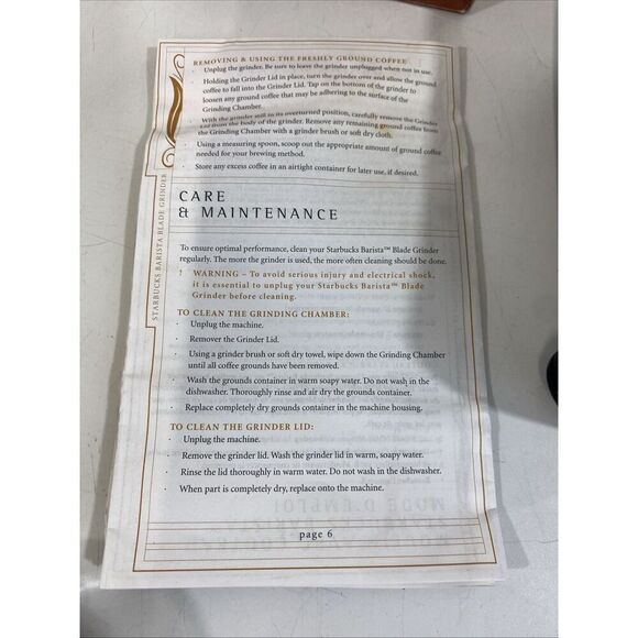 Starbucks Barista Model: EL 20 Stainless Steel Coffee Bean Spice Grinder - Picture 7 of 9